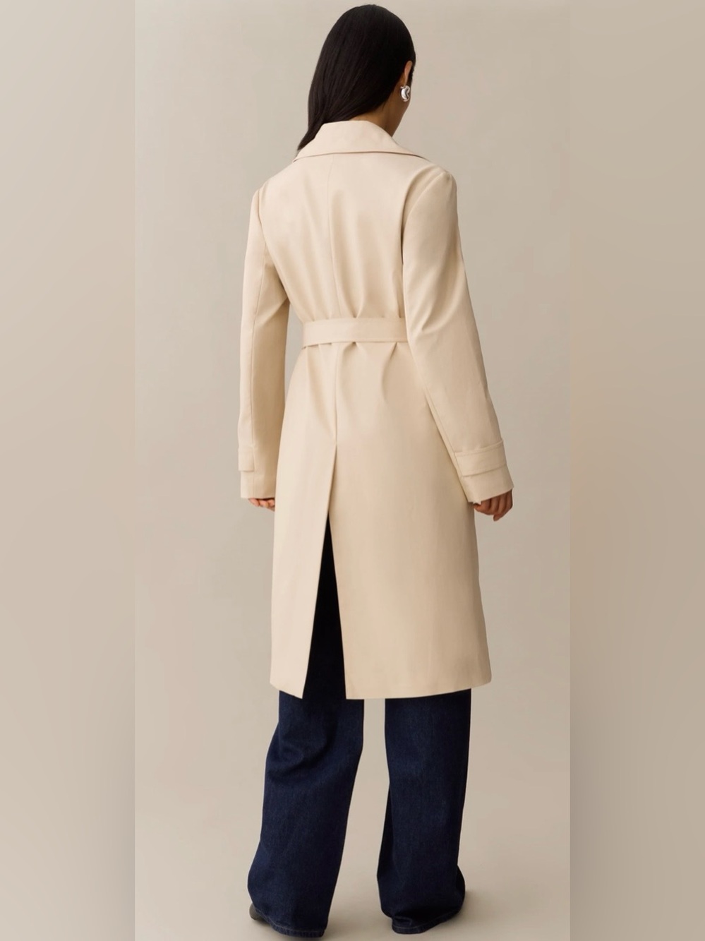 CAARA Gale Trench Coat S Beige NWT Jenni Kayne Factory Belted - Picture 5 of 7